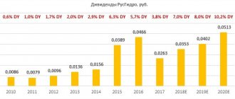 Dividends on RusHydro shares for the period 2010-2020