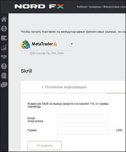 Форма для вывода в системе Skrill