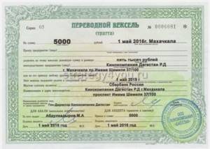 как выглядит простой переводной вексель