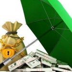 Packs of dollars under an umbrella