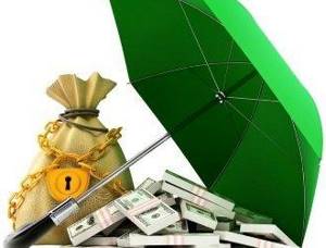 Packs of dollars under an umbrella