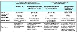 Примеры инвестиционных проектов