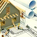 Builders at a housing construction site