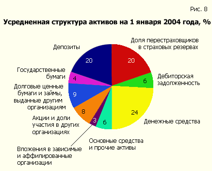 Average asset structure, January 1, 2004, %