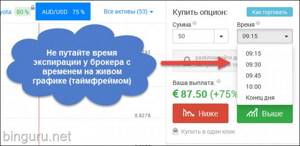 время экспирации у брокера